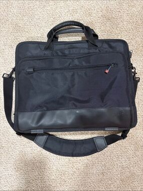 Think! Black Nylon Laptop Briefcase with Shoulder Strap